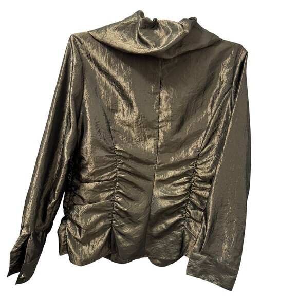 Puli Metallic  Ruched Jacket With Dramatic Collar Sz 14 lightweight NWT - Picture 11 of 11